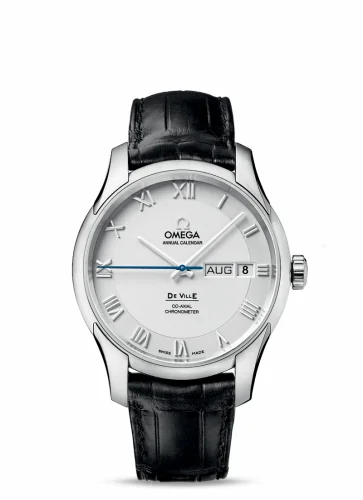 Omega De Ville Co-Axial Annual Calendar Stainless Steel / Silver / Alligator 431.13.41.22.02.001 (43113412202001)